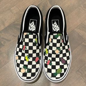 Women’s 6.5 Vans Fruit Checkered Slip-ons size 6.5